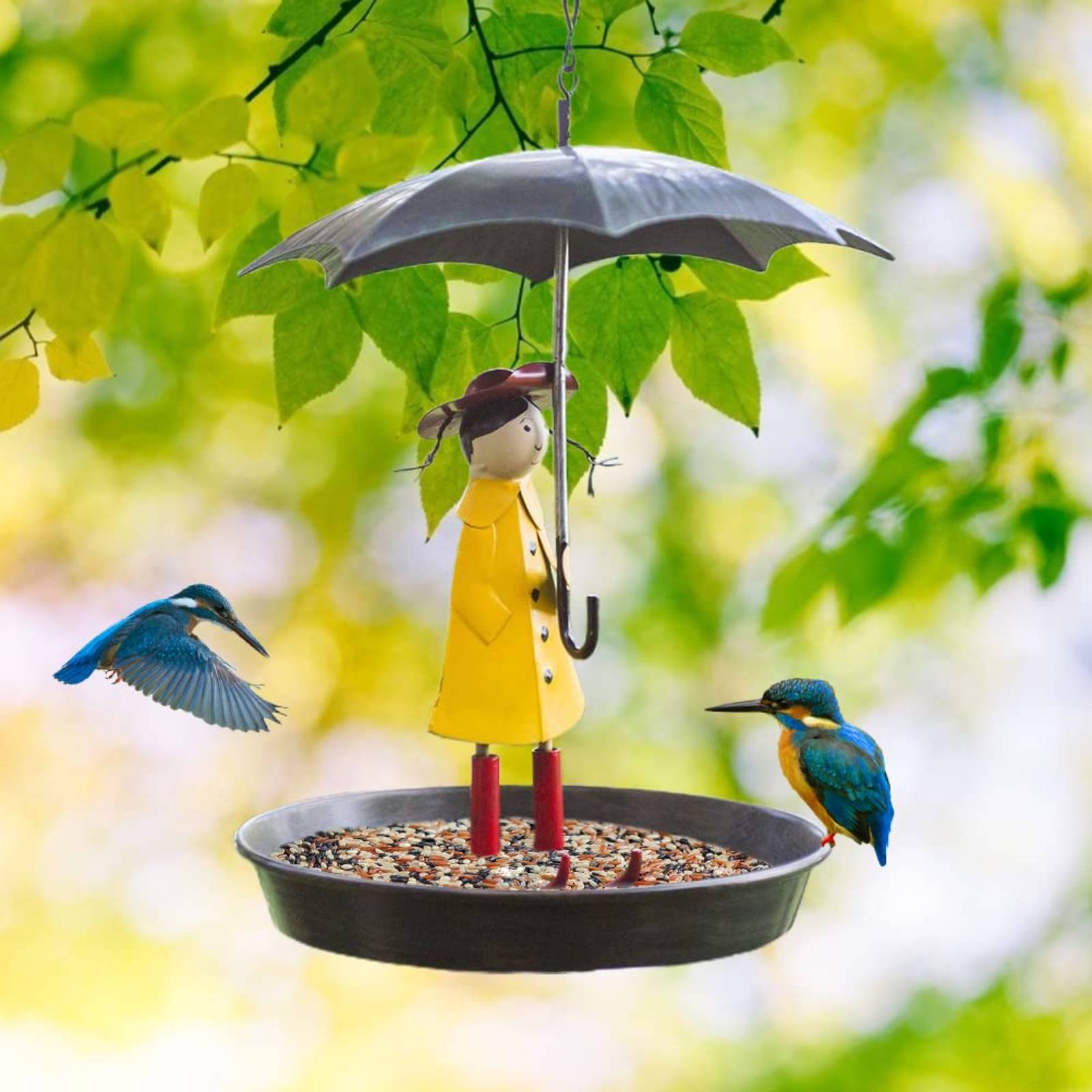傘を持つ少女 鳥の餌箱 装飾傘 女の子 鳥の餌箱 屋外装飾  - Art Craft Umbrella のレビューと価格