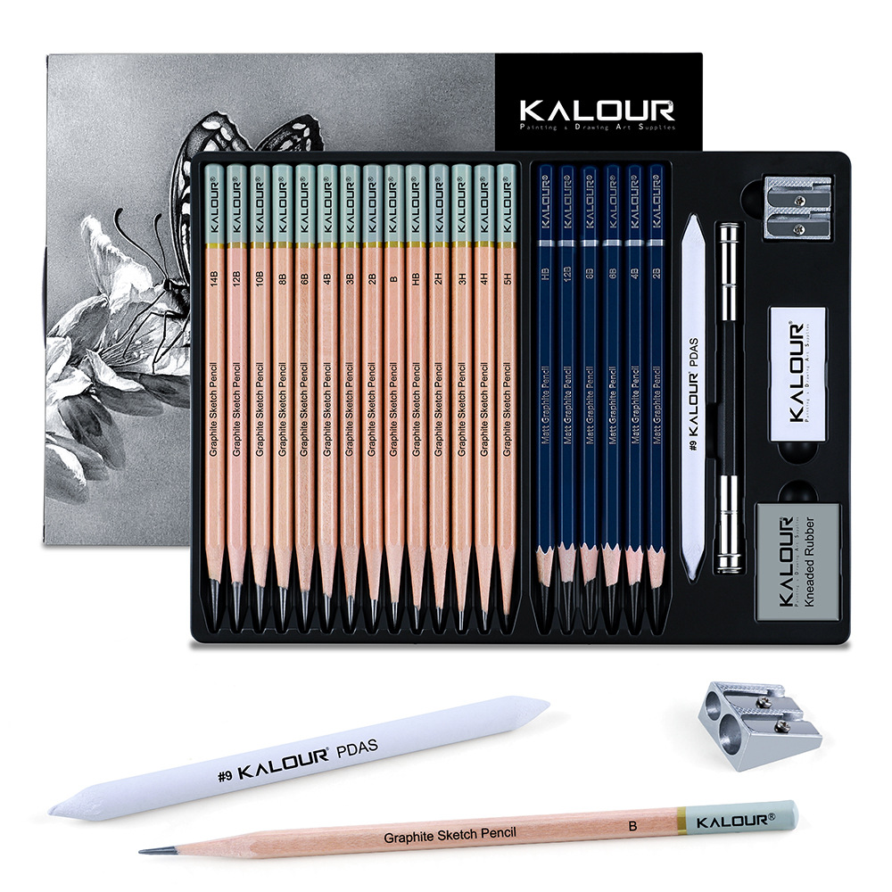 KALOUR 25/22本入りスケッチ鉛筆炭ツールセットプロ - Sketching Charcoal Set のレビューと価格