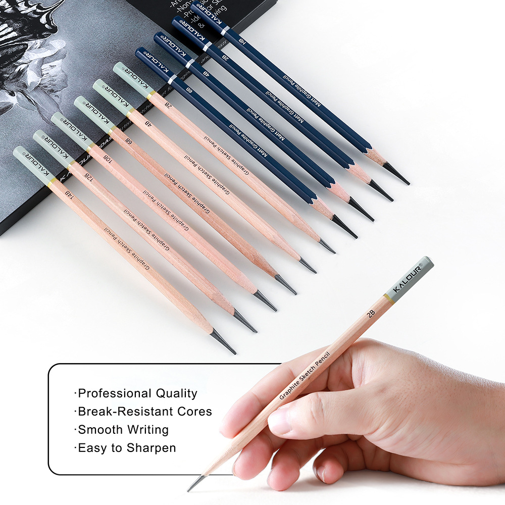 KALOUR 25/22本入りスケッチ鉛筆炭ツールセットプロ - Sketching Charcoal Set のレビューと価格