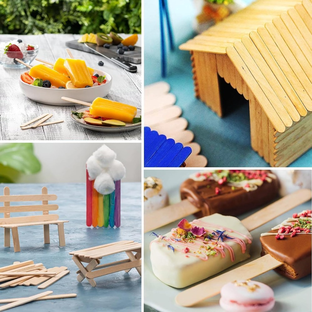 210本入り天然木製アイスクリームスティック、DIYクラフト - Art Craft With Ice Cream Stick のレビューと価格