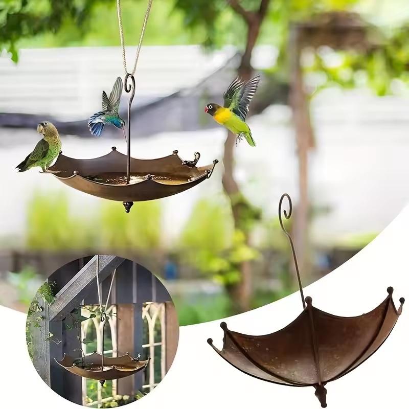 1個入り ヴィンテージメタル傘型鳥の餌入れ 屋外吊り下げ式ガ - Art Craft Umbrella のレビューと価格