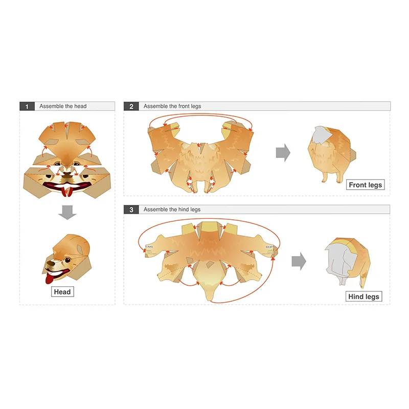 子供と大人のためのミニ3Dペーパークラフト,ポメラニアン犬, - Art Craft Cardboard のレビューと価格
