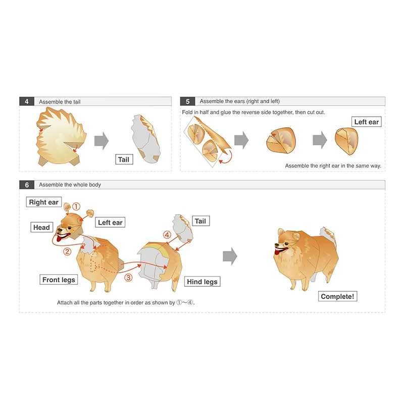 子供と大人のためのミニ3Dペーパークラフト,ポメラニアン犬, - Art Craft Cardboard のレビューと価格