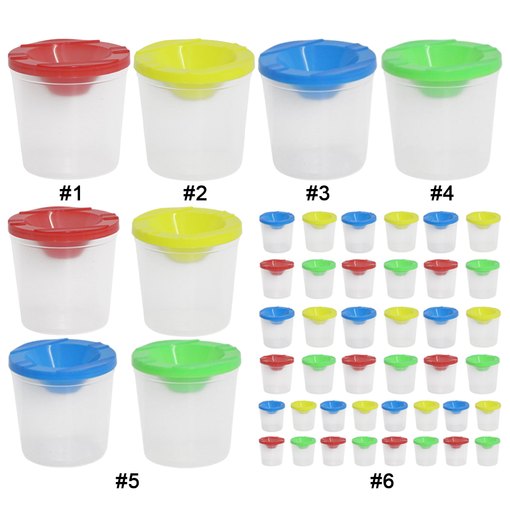 色付きの蓋付きのこぼれにくいペイントカップ ペイントブラシク - Art Craft Cup のレビューと価格