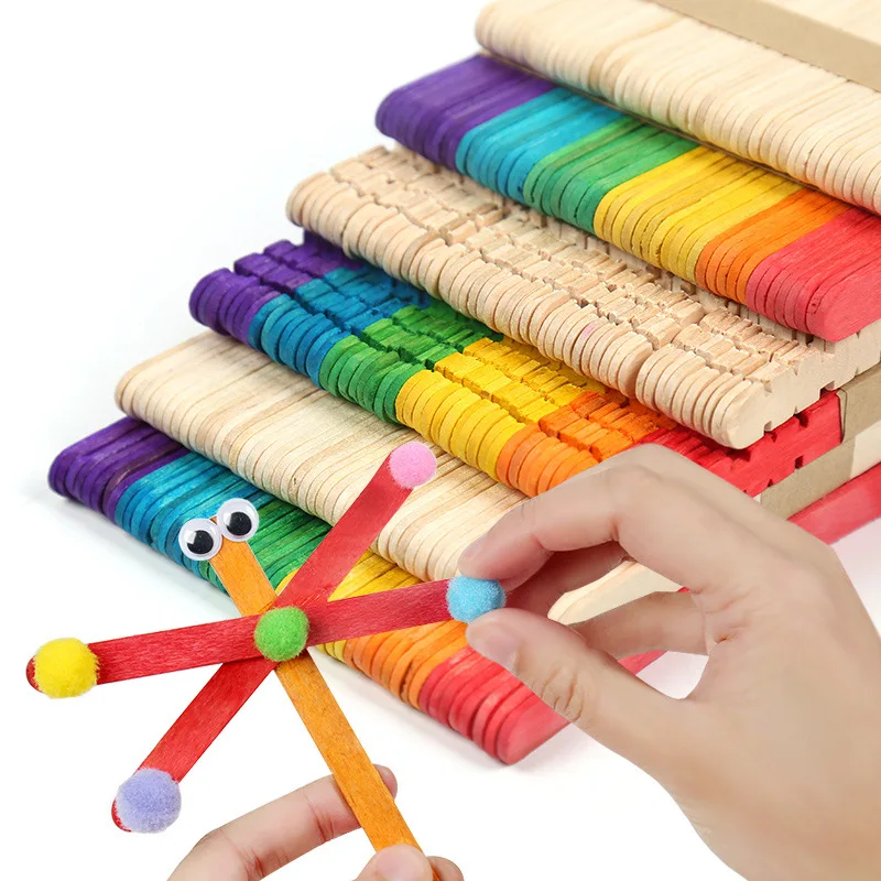50 個木製アイスキャンデースティック天然木アイスクリームス - Art Craft With Ice Cream Stick のレビューと価格