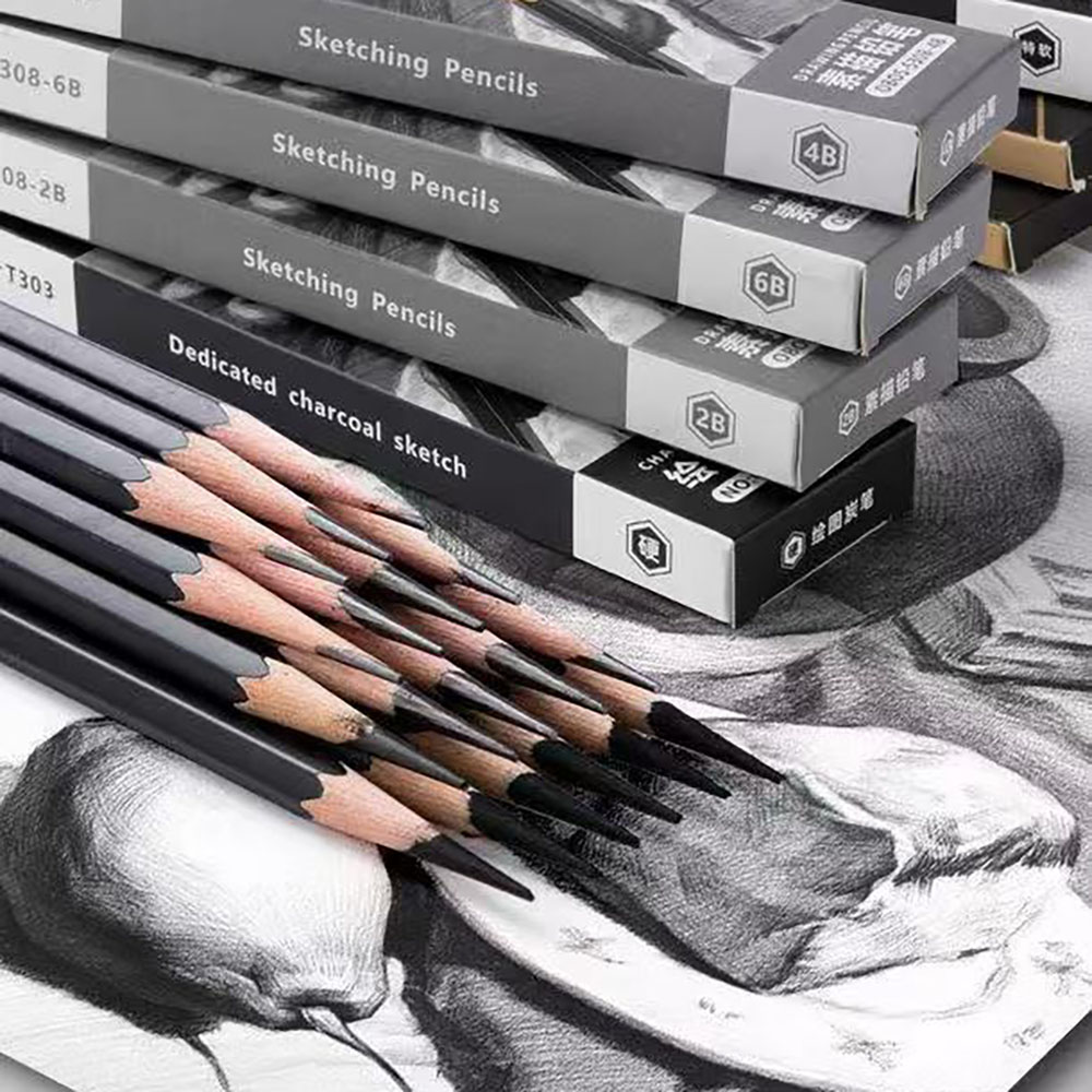 学生向けスケッチ鉛筆12本セット、初心者向け木炭鉛筆セット、 - Sketching Charcoal Set のレビューと価格