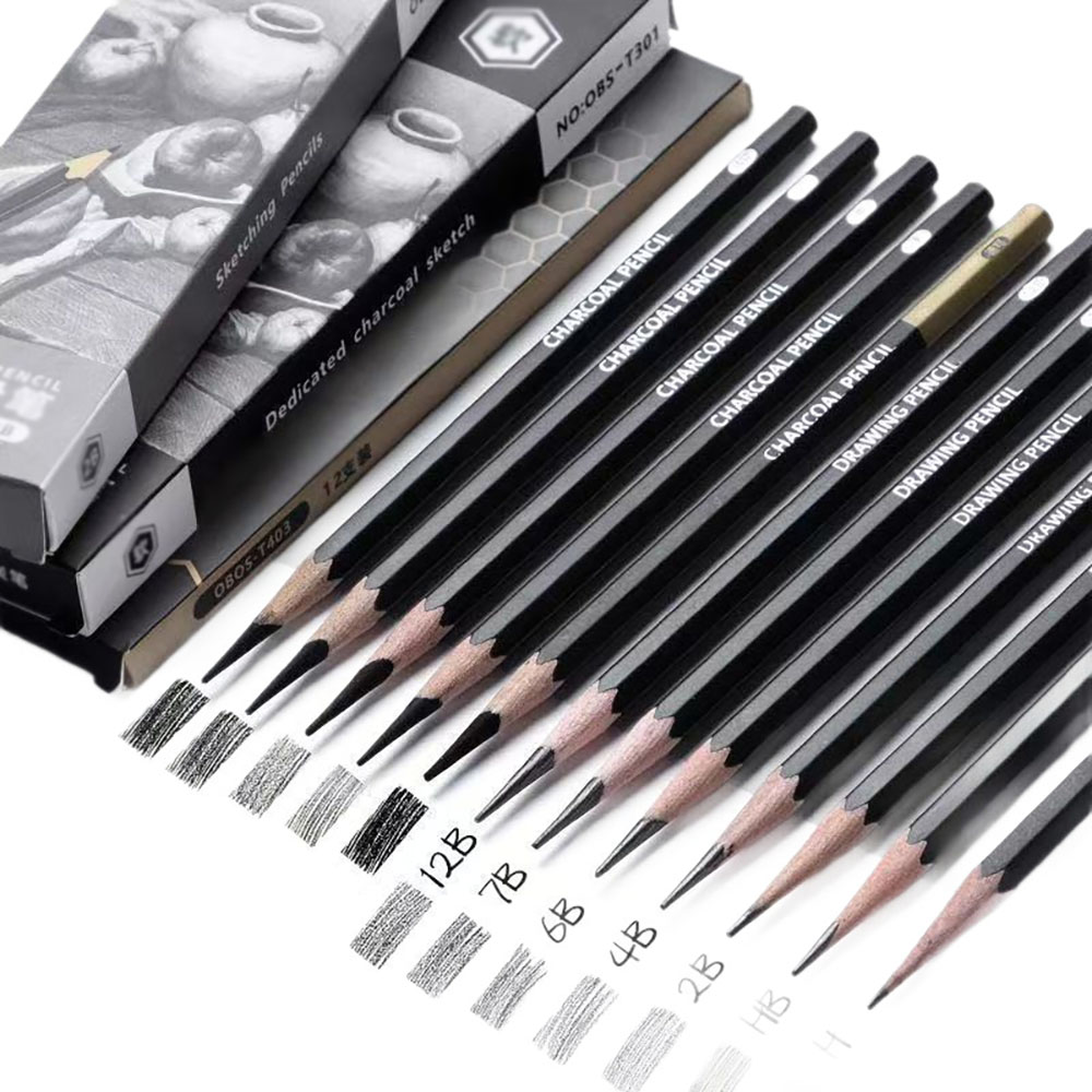 学生向けスケッチ鉛筆12本セット、初心者向け木炭鉛筆セット、 - Sketching Charcoal Set のレビューと価格