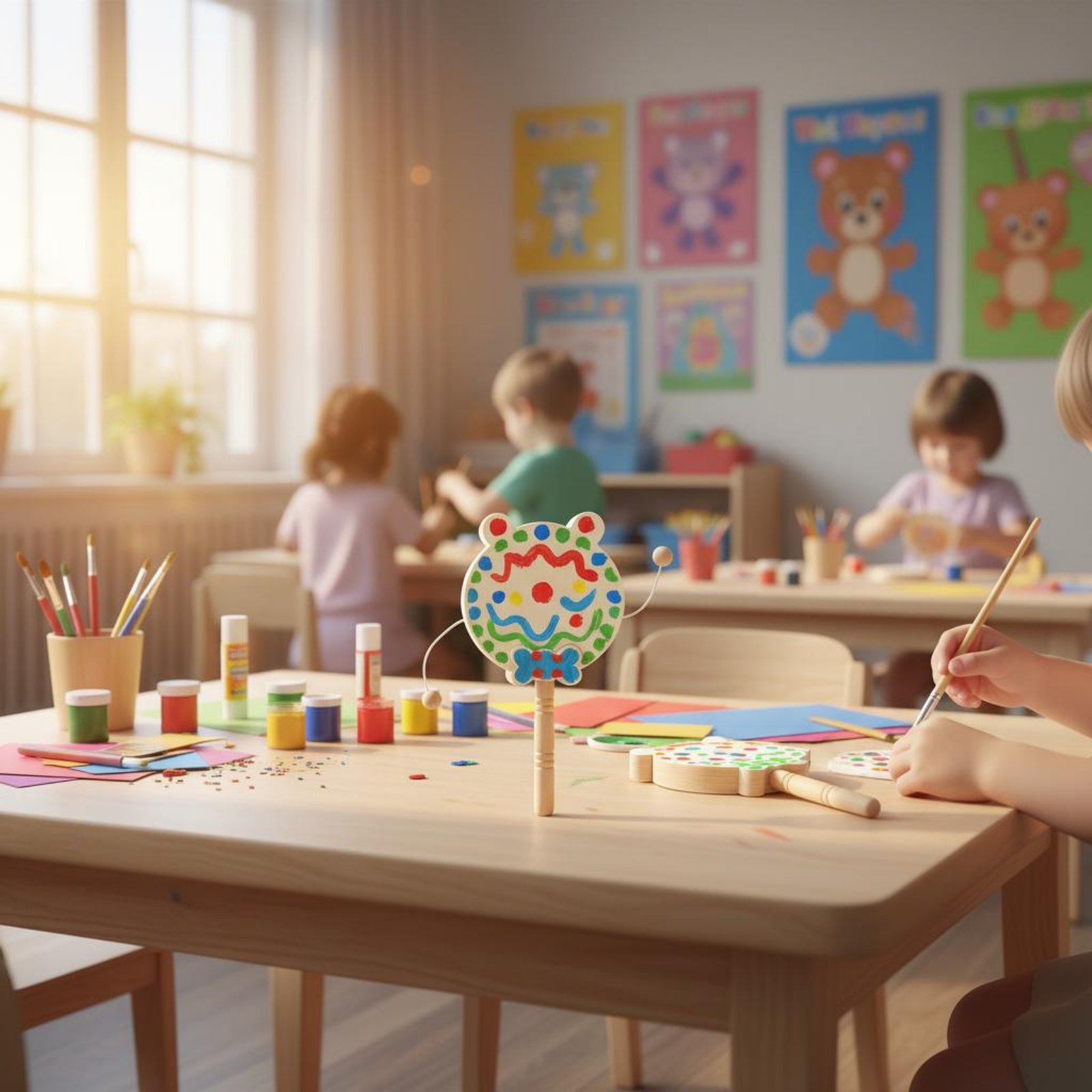 DIY木製ガラガラドラム 平らな表面のハンドル付き 未完成の - Art Craft Workshop のレビューと価格