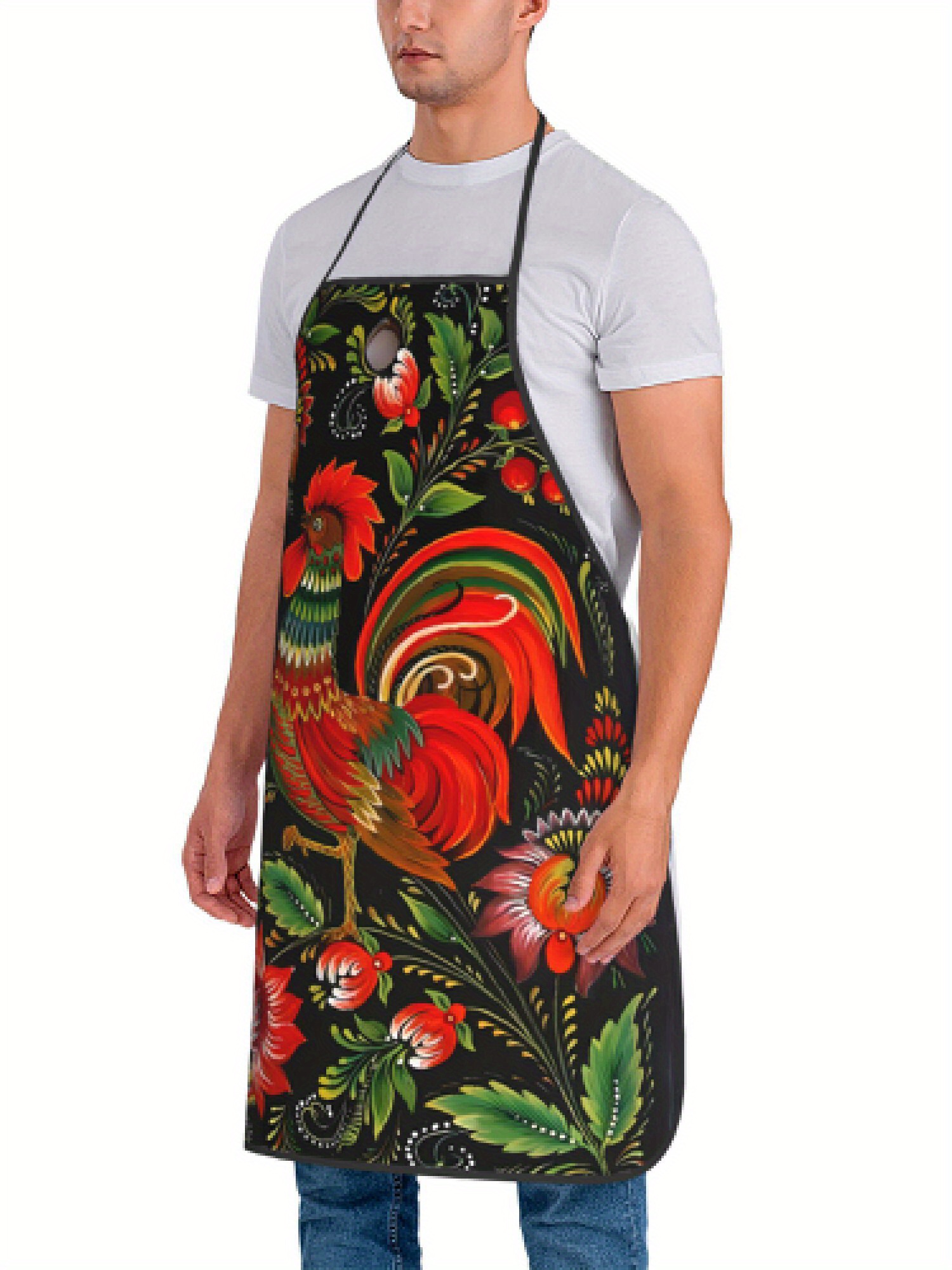 1ピース ロシア民族芸術エプロン レトロな雄鶏と花柄デザイン - Art Craft Restaurant のレビューと価格