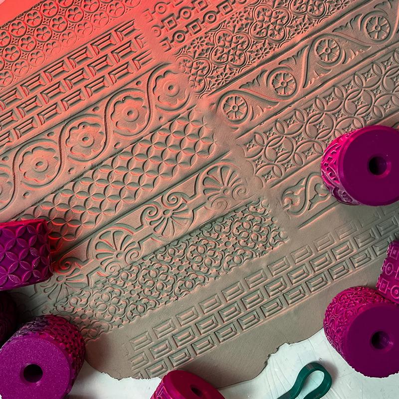 陶器テクスチャホイール、エレガントなルネサンス模様の粘土エン - Art Craft Workshop のレビューと価格