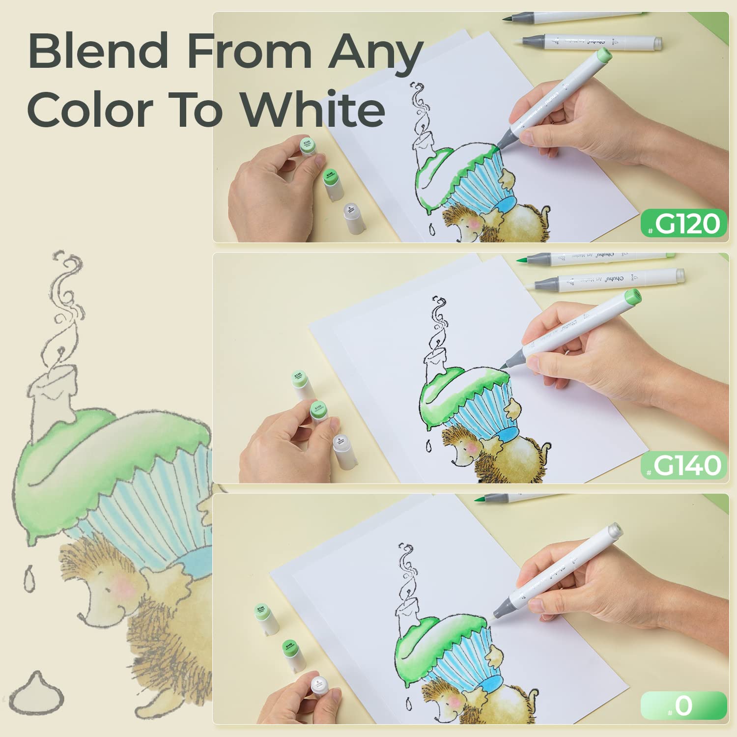 Ohuhu ホノルル 無色ブレンダー マーカー 6 個パック - Art Craft Blend のレビューと価格