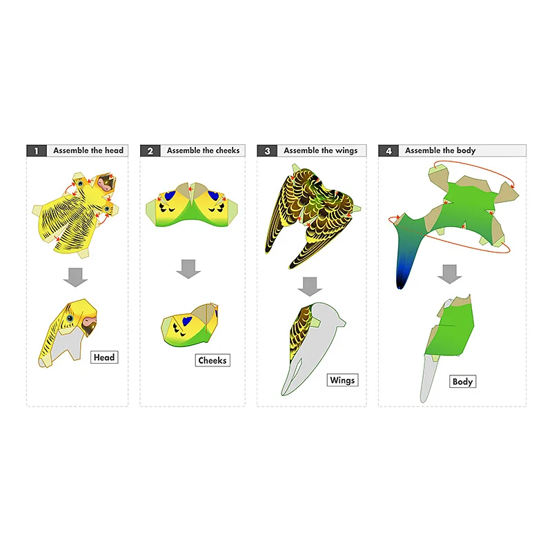 オウム鳥手作り折り紙アート、ブジリガー紙、ミニ折りたたみ、か - Art Craft Cardboard のレビューと価格