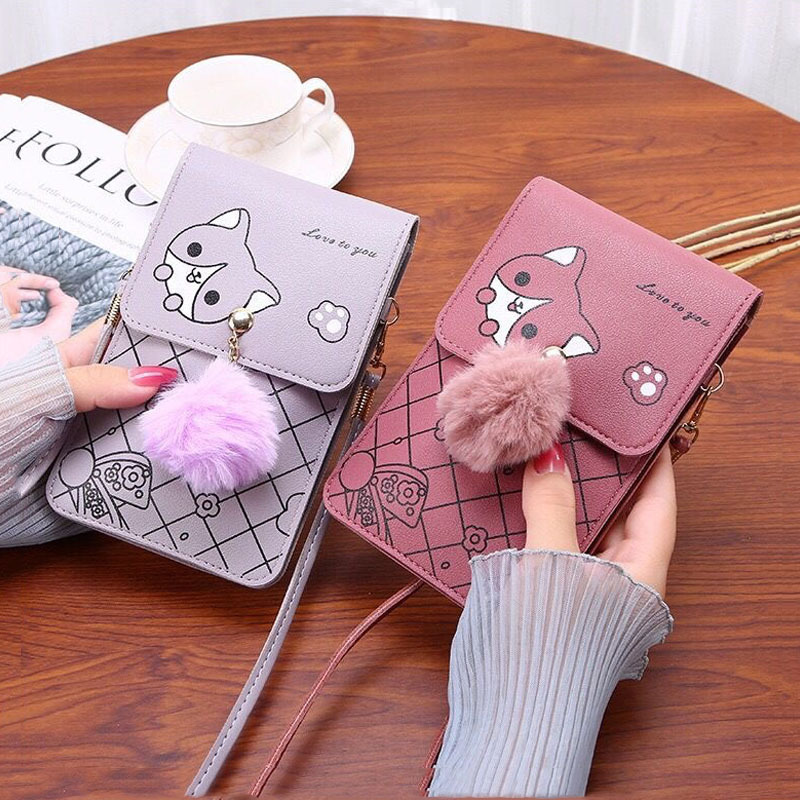 かわいい漫画柄のタッチスクリーン対応スマホバッグ 女性用 - - Art Craft Bag のレビューと価格