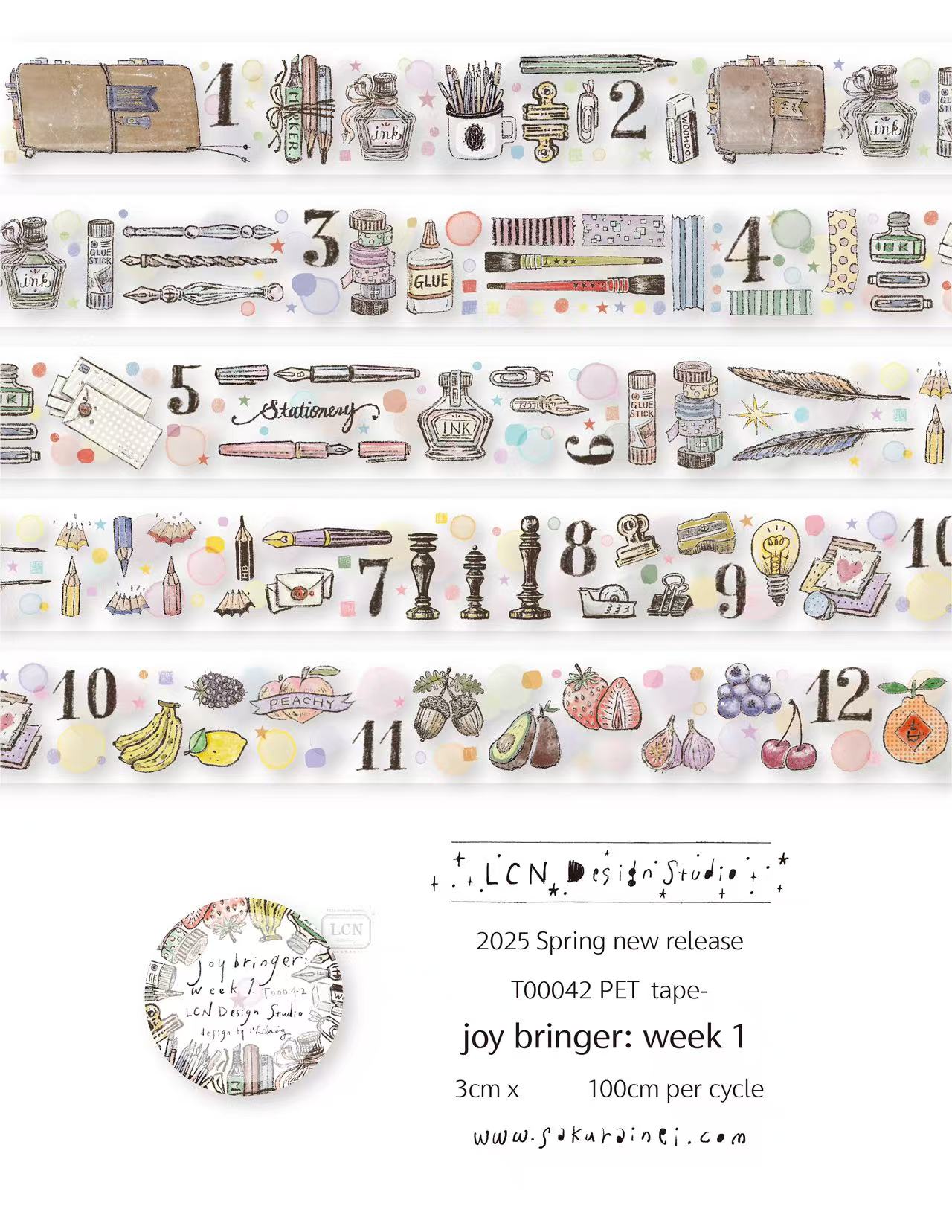 1 ループ LCN ヴィンテージステッカークラブジョイブリン - Washi Tape Rolls のレビューと価格