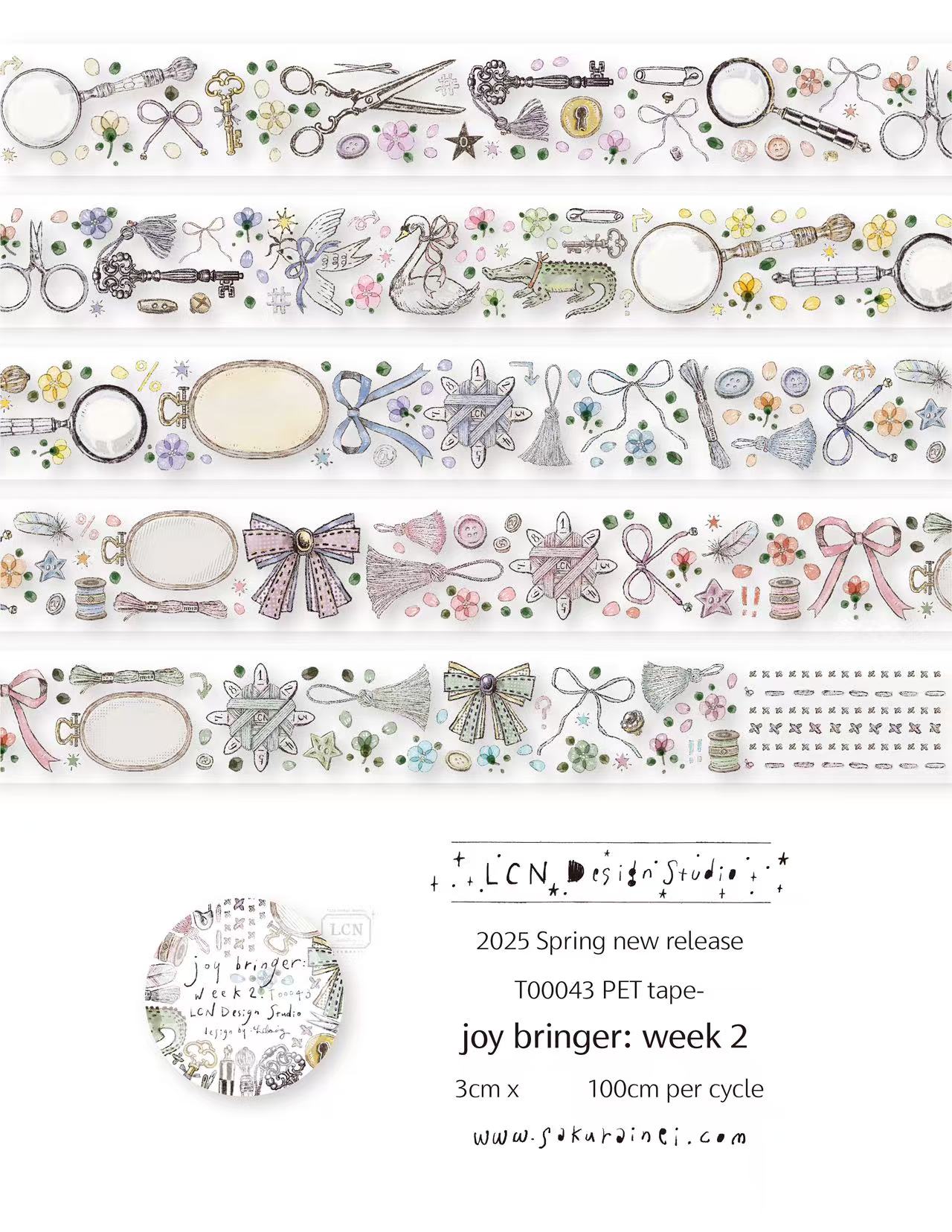 1 ループ LCN ヴィンテージステッカークラブジョイブリン - Washi Tape Rolls のレビューと価格