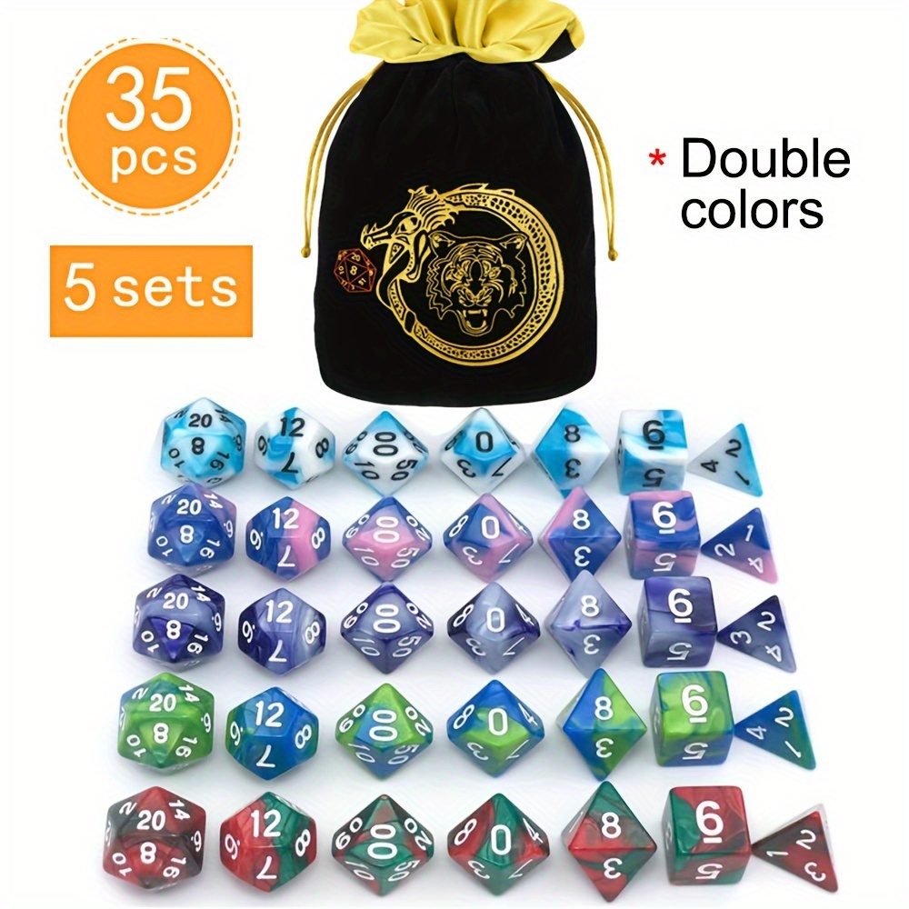 DND 5セット 35個入り多面体ダイス、クリエイティブな模 - Art Craft Bag のレビューと価格