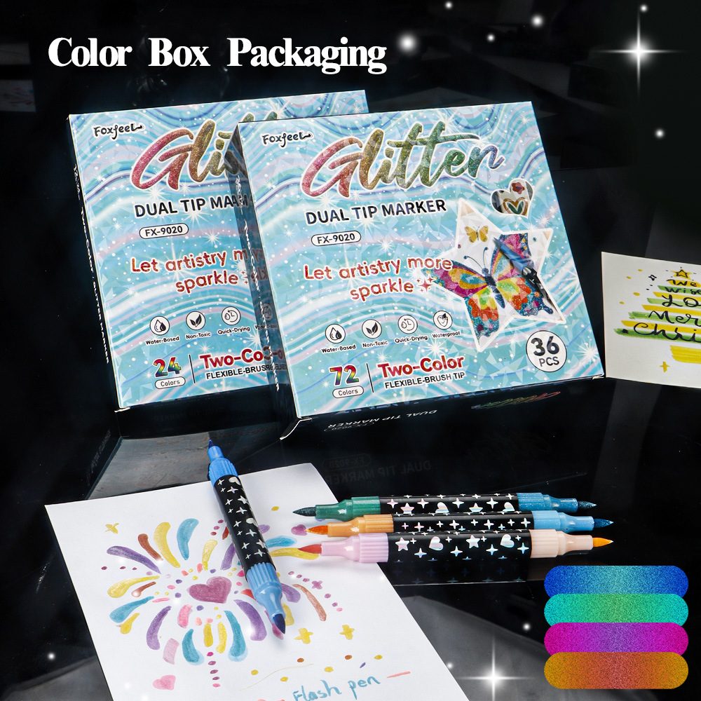 デュアルチップデュアルカラーグリッターマーカーペン、DIY用 - Art Craft Holiday のレビューと価格