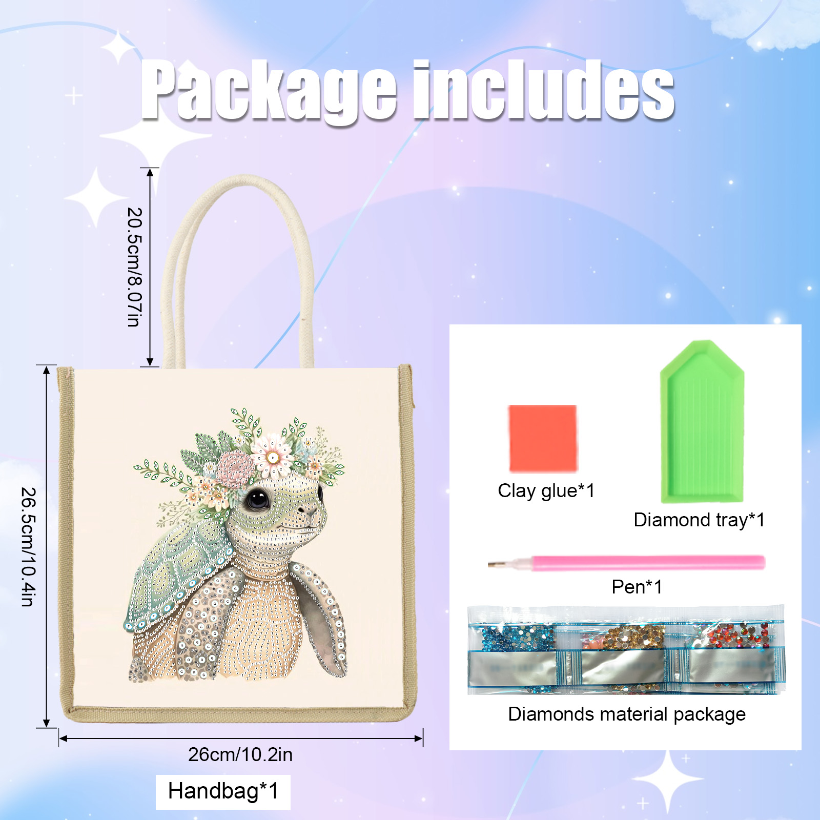 ダイヤモンドアートペインティングハンドバッグキット、キュート - Art Craft Bag のレビューと価格