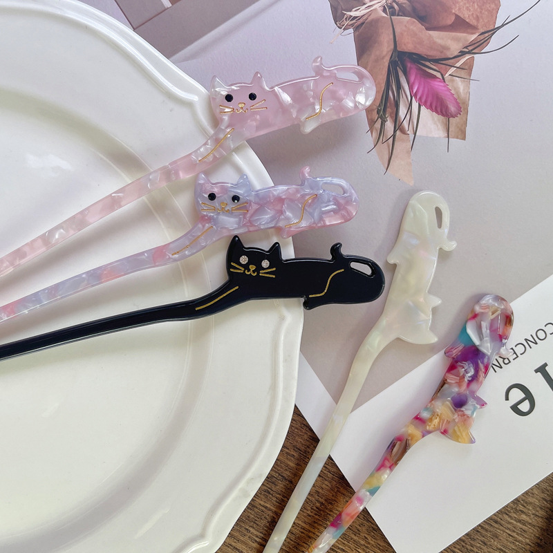 中国風のヘアピン女性のためのクリエイティブ猫の花のタッセルヘ - Art Craft Shop のレビューと価格