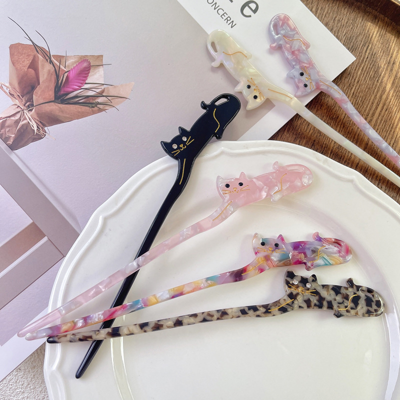 中国風のヘアピン女性のためのクリエイティブ猫の花のタッセルヘ - Art Craft Shop のレビューと価格