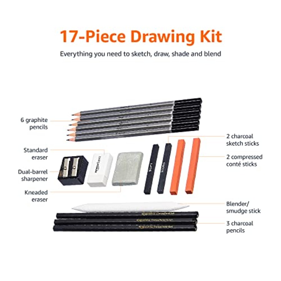 スケッチと描画用アート鉛筆キット、アーティスト向け17点セッ - Sketching Charcoal Set のレビューと価格