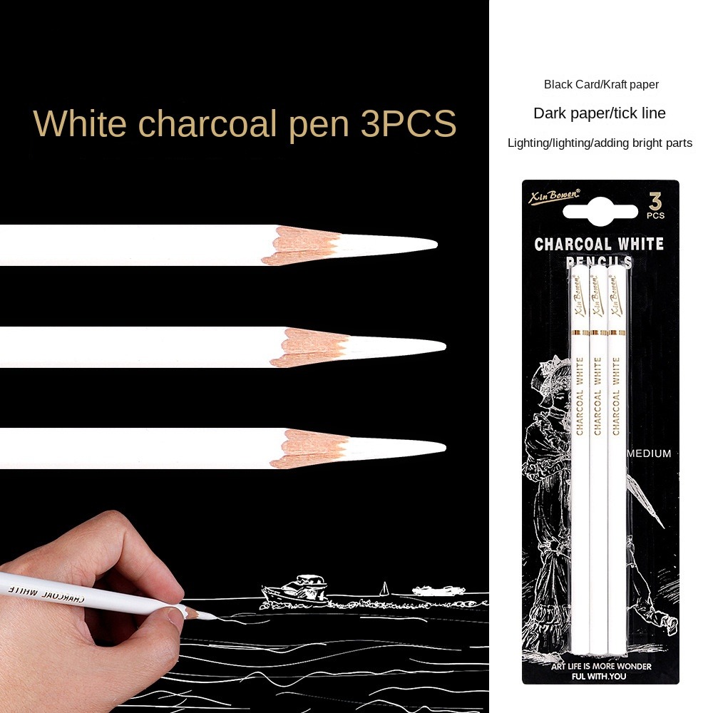 3 個ソフト/ミディアム/ハード木炭鉛筆セット描画鉛筆画材木 - Sketching Charcoal Set のレビューと価格
